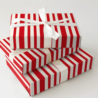 Candy Cane Stripe Gift Wrap, Classic Red and White Striped Wrapping Paper, Holiday Vertical Striped Present Paper, Christmas Gift Wrap Roll