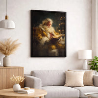 Classical Santa Painting Canvas Print, Vintage Santa Claus Canvas Wall Art, Christmas Holiday Canvas Decor, Retro Santa Xmas Portrait Present