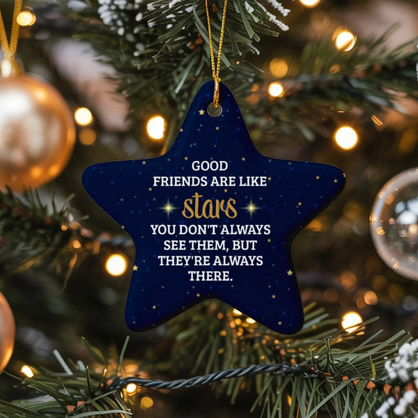 Friendship Quote Star Ornament, Good Friends Are Like Stars Ornament, Best Friend Christmas Ornament, Ceramic BFF Tree Keepsa