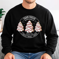 Retro Holiday Snack Cake Crewneck, Farm Fresh Christmas Tree Cakes Sweatshirt, Vintage Xmas Baking Sweater, Sweet Tooth Foodie Present