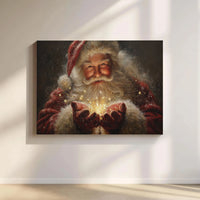 Sparkling Christmas Canvas Print, Santa Claus Canvas Wall Art, Magical Santa Portrait Canvas, Holiday Season Wall Art, Christmas Room Decor