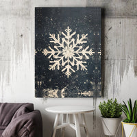 Farmhouse Distressed Winter Wonderland Print, Rustic Snowflake Canvas Wall Art, Holiday Christmas Poster, Printable Digital Download