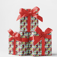 Sleigh Swing Holiday Wrapping Paper, Baseball Santa Christmas Wrapping Paper, Sports Santa Gift Wrap, Baseball Fan Winter Present Paper