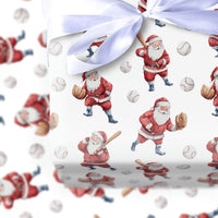 Sports Christmas Gift Wrap, Baseball Santa Wrapping Paper, Watercolor Santa Baseball Wrapping Paper, Holiday Sports Fan Gift Wrapping Paper
