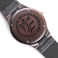 Personalized Sandalwood Timepiece, Engraved Wooden Watch for Son, Genuine Leather Strap Wrist Watch, Birthday Christmas Present from Mom