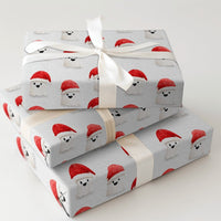 Spooky Santa Hat Gift Wrap, Christmas Ghost Wrapping Paper, Adorable Watercolor Ghost Holiday Wrapping Paper, Whimsical Winter Season Gift Wrap