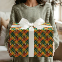 Tartan Plaid Holiday Gift Wrap, Floral Plaid Christmas Wrapping Paper, Rustic Green and Red Wrapping Paper, Winter Floral Gift Wrap Roll