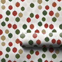 Festive Holiday Baubles Gift Wrap, Ikat Ornaments Christmas Wrapping Paper, Colorful Geometric Xmas Wrapping Paper, Modern Present Packaging
