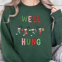 Humorous Holiday Sweatshirt, Well Hung Christmas Sweatshirt, Naughty Xmas Sweater, Dirty Santa Party Sweatshirt, Humorous Couple Holiday Present