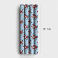 Blue Skater Santa Gift Wrap, Skateboarding Santa Wrapping Paper, Humorous Christmas Present Wrap, Humorous Skateboard Holiday Wrapping Paper