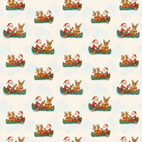 Christmas Holiday Gift Wrap, Santa and Reindeer Canoeing Wrapping Paper, Festive Outdoor Santa Wrapping Paper Roll, Xmas Present