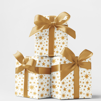 Celestial Star Gift Wrap, Starlight Gold Wrapping Paper, Elegant Holiday Wrapping Paper, Christmas Gift Wrap Roll, Celestial Present Paper