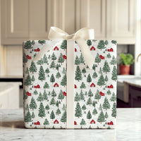Rustic Country Christmas Gift Wrap, Red Barn Winter Forest Wrapping Paper, Snowy Cabin Farmhouse Wrapping Paper, Holiday Present Present Decor