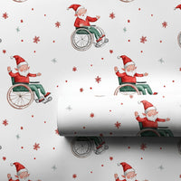 Inclusive Christmas Gift Wrap, Wheelchair Elf Wrapping Paper, Festive Elf Holiday Wrapping Paper, Adorable Watercolor Xmas Paper Roll