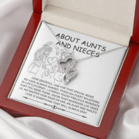 Interlocking Heart Pendant, Aunt and Niece Double Heart Necklace, Sparkly Crystal Heart Necklace, Christmas Birthday Present for Auntie