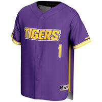 #1 LSU Tigers Lightweight Baseball Fashion Jersey - Purple