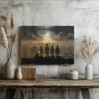 Santa Sleigh Silhouette Canvas Print, Christmas Eve City Canvas Wall Art, Magical Winter Holiday Canvas, Festive Room Wall Decor Xmas Present