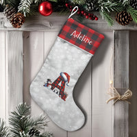 Buffalo Plaid Custom Name Stocking, Personalized Initial A Christmas Stocking, Rustic Monogram Holiday Stocking, Family Mantle Decor Present