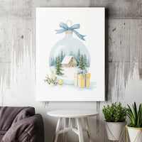 Snowy Cabin Winter Scene Canvas Wall Art, Christmas Ornament Canvas Print, Holiday Watercolor Canvas, Seasonal Wall Decor, Xmas Season Present