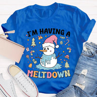 Humorous Winter Holiday Graphic Shirt, Meltdown Snowman Christmas T-Shirt, Adorable Melting Snowman Humor Xmas Tee, Present