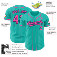 Custom Baseball Jersey - Aqua White Pinstripe Pink-Navy Authentic