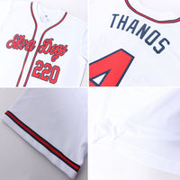 Custom Baseball Jersey - White Red-Navy