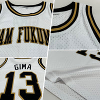 Custom Basketball Jersey - White Black-Old Gold Authentic Throwback