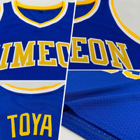 Custom Basketball Jersey - Royal Gold-White Authentic Throwback
