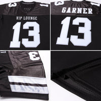 Custom Football Jersey - Black White-Silver Mesh Authentic