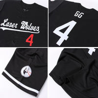 Custom Baseball Jersey - Black White-Red Authentic