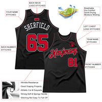 Custom Basketball Jersey - Black Red-White Authentic Throwback