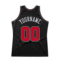 Custom Basketball Jersey - Black Red-White Authentic Throwback