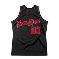 Custom Basketball Jersey - Black Red-White Authentic Throwback