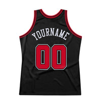 Custom Basketball Jersey - Black Red-White Authentic Throwback