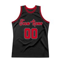 Custom Basketball Jersey - Black Red-White Authentic Throwback