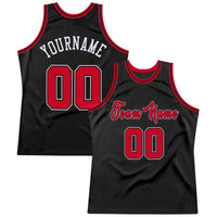 Custom Basketball Jersey - Black Red-White Authentic Throwback
