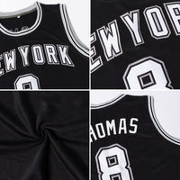 Custom Basketball Jersey - Black Royal-White Authentic Throwback