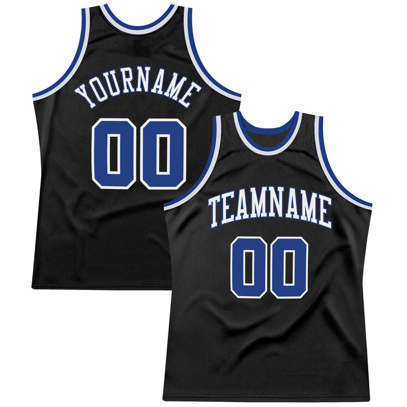 Custom Basketball Jersey - Black Royal-White Authentic Throwback