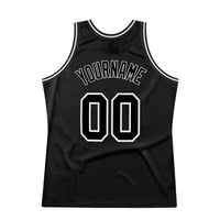 Custom Basketball Jersey - Black Black-White Authentic Throwback