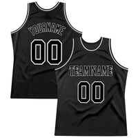 Custom Basketball Jersey - Black Black-White Authentic Throwback