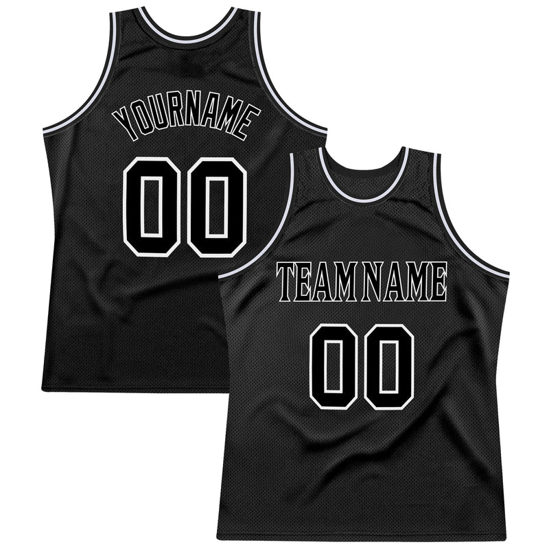 Custom Basketball Jersey - Black Black-White Authentic Throwback