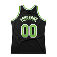 Custom Basketball Jersey - Black Neon Green-White Authentic Throwback