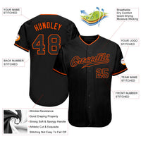 Custom Baseball Jersey - Black Black-Orange Authentic