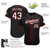 Custom Baseball Jersey - Black White Pinstripe White-Red Authentic