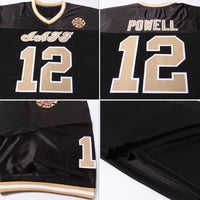Custom Football Jersey - Black Old Gold-White Mesh Authentic Throwback