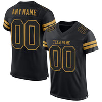 Custom Football Jersey - Black Black-Old Gold Mesh Authentic