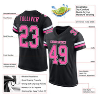 Custom Football Jersey - Black Pink-White Mesh Authentic