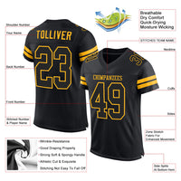 Custom Football Jersey - Black Black-Gold Mesh Authentic