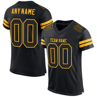 Custom Football Jersey - Black Black-Gold Mesh Authentic