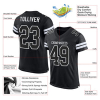 Custom Football Jersey - Black Black-White Mesh Authentic